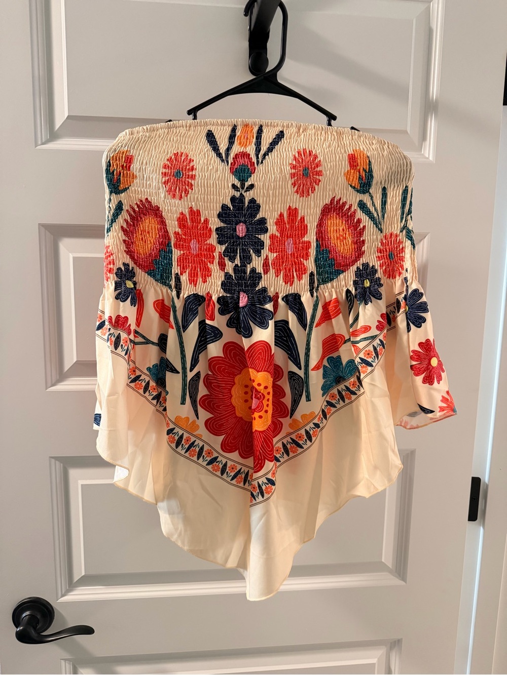 Boho Floral strapless Women’s Top in Cream and Multicolor